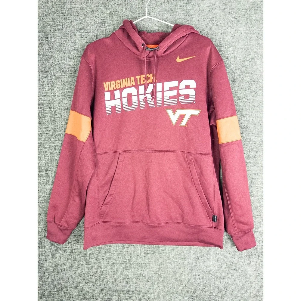 Nike Dri-Fit Virginia Tech Hokies Pullover Hoodie Mens M Maroon Polyester Swoosh